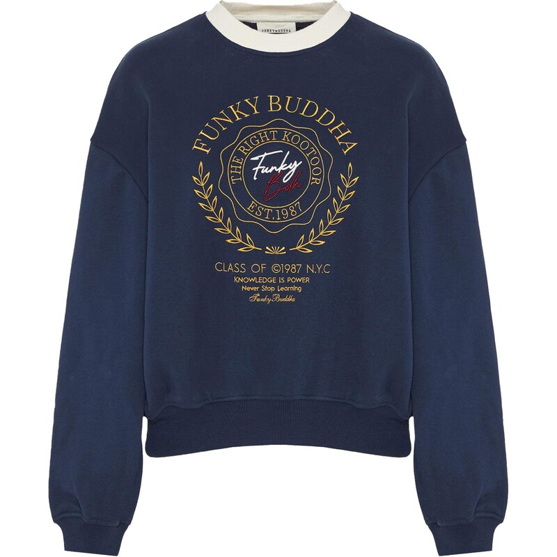Funky Buddha Mikina námornícka modrá 66079526