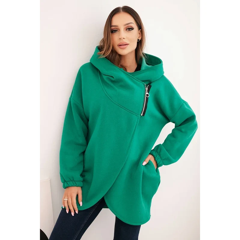 Kesi Włoski Dámska zateplená mikina s kapucňou a asymetrickým zipsom 66079791