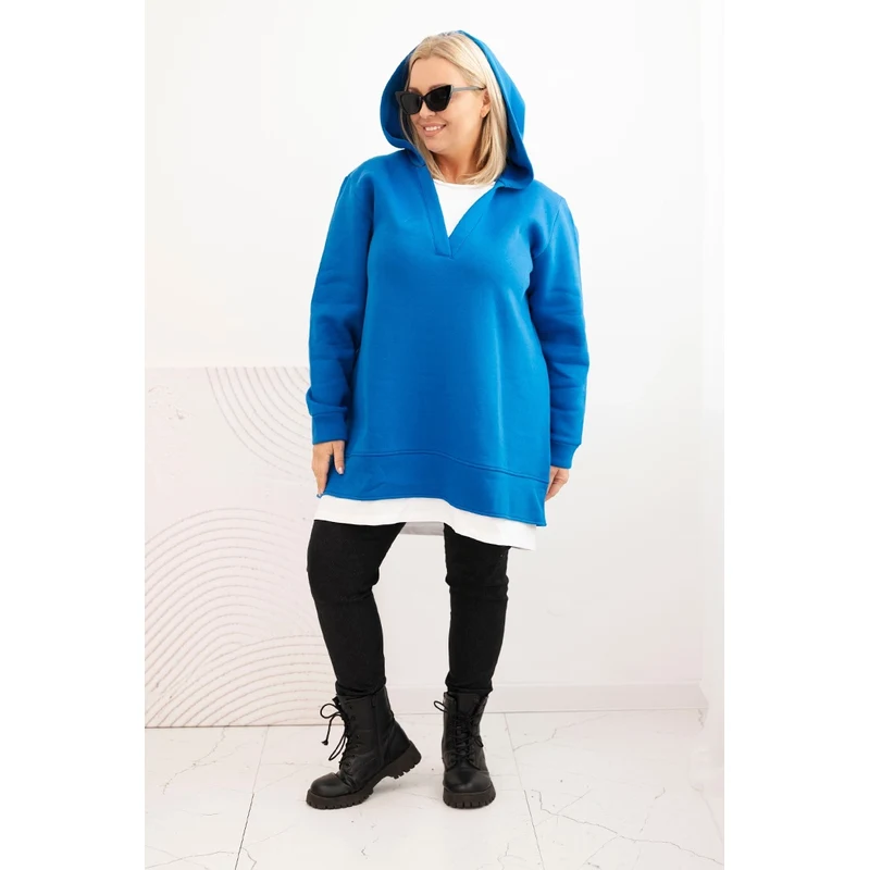 Kesi Dámska zateplená mikina Plus Size s kapucňou a výstrihom do V 66079881