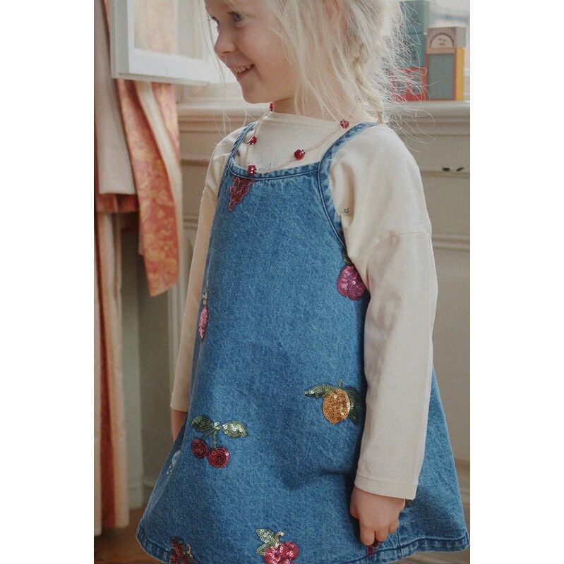 Dievčenské bavlnené šaty Konges Sløjd MAGOT SEQUIN STRAP DRESS GOTS 66082944