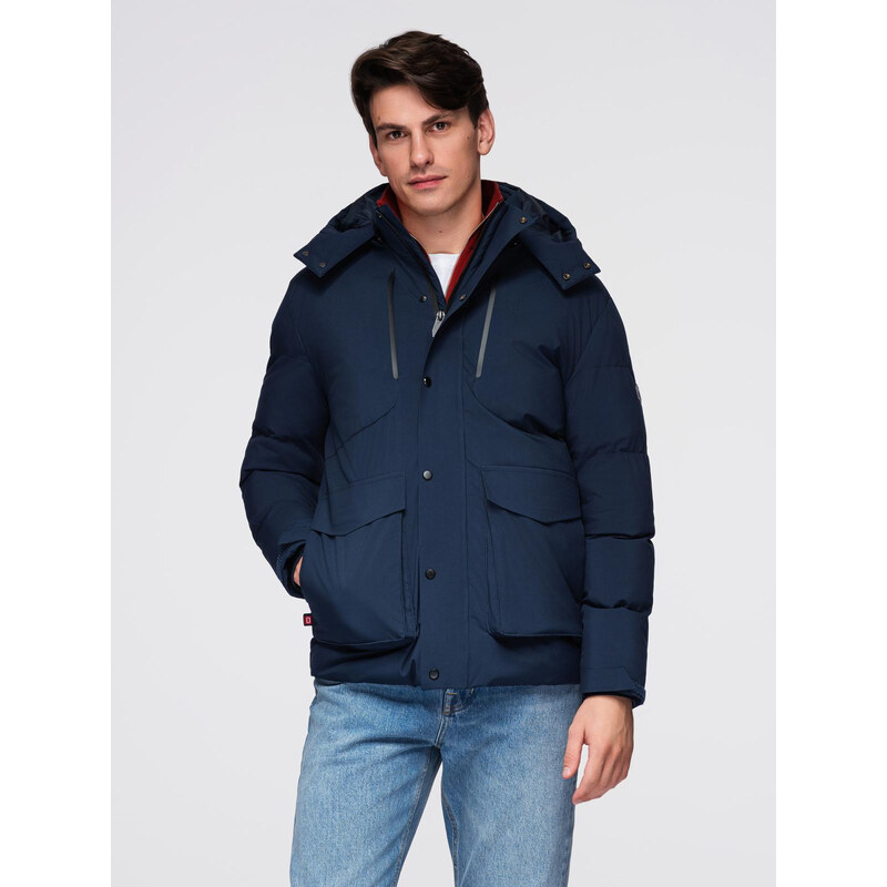 Ombre Mens winter jacket with detachable hood made of waterproof 65930553