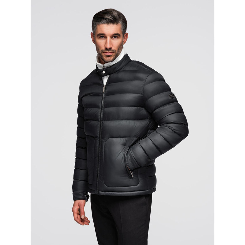 Ombre Mens quilted classic jacket with stand-up collar - black 66195221