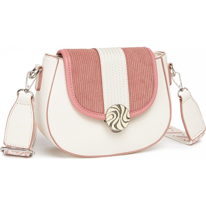 Miss Lulu Kabelka - elegance crossbody s manšestrovým detailom, ružovo 66083471
