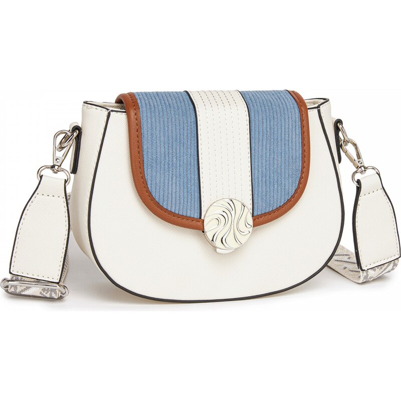 Miss Lulu Kabelka - elegance crossbody s manšestrovým detailom, modro 66083472
