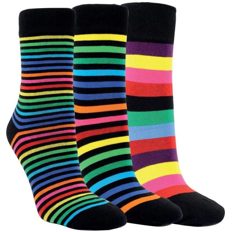 Dámske bavlnené pruhované ponožky RS mix farieb 43-46 3 páry 66085970