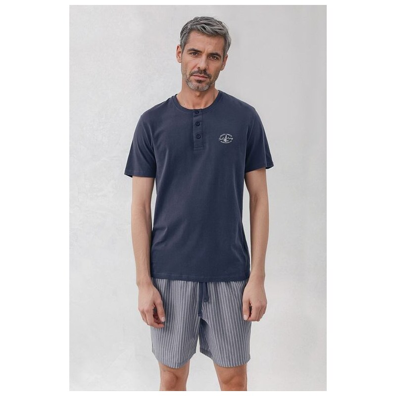 Henderson Pánske pyžamo Octave modré s lodičkou 61864957