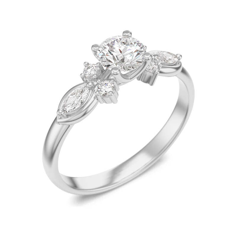 Luxusný zlatý prsteň so zirkónmi - 14k biele zlato 66087467