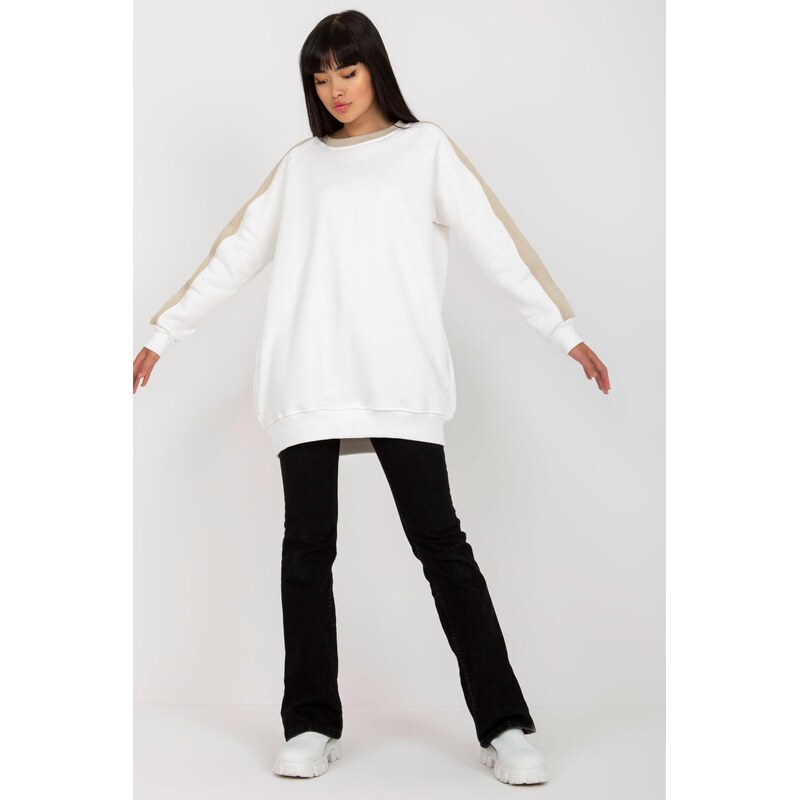 MladaModa Dvojfarebná bavlnená mikina model 23178 biela 66089057