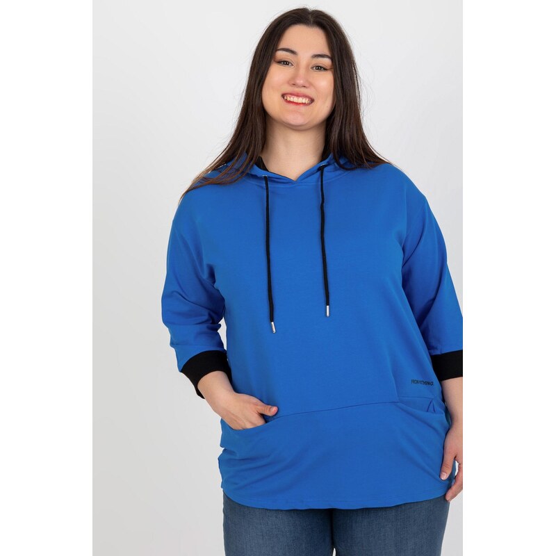 MladaModa Oversize mikina s kapucňou a vreckami model 24154 kráľovská 66089055