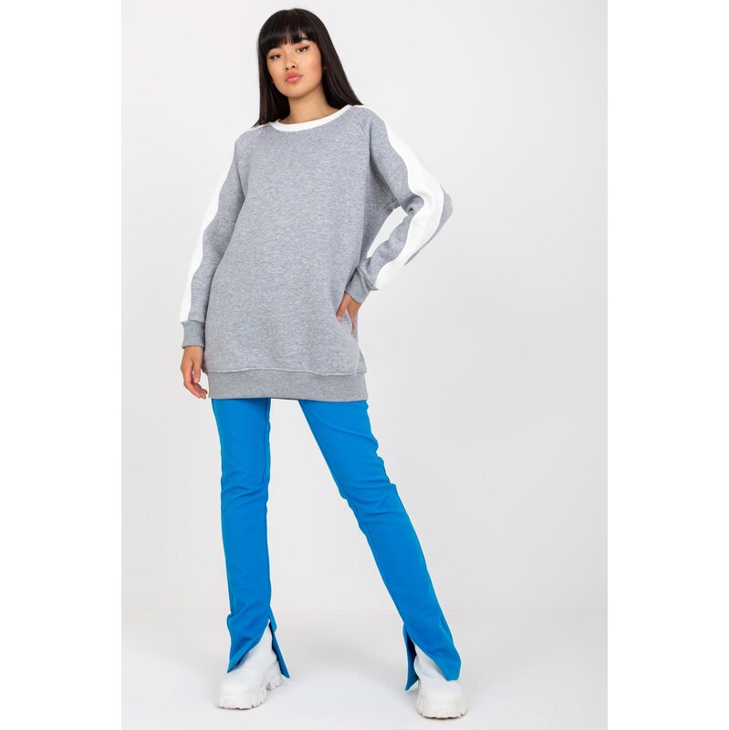 MladaModa Dvojfarebná bavlnená mikina model 23178 šedá 66089056