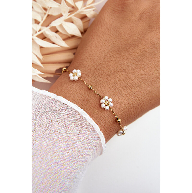 Náramok Glam Chic s bielymi kvetmi 67241574