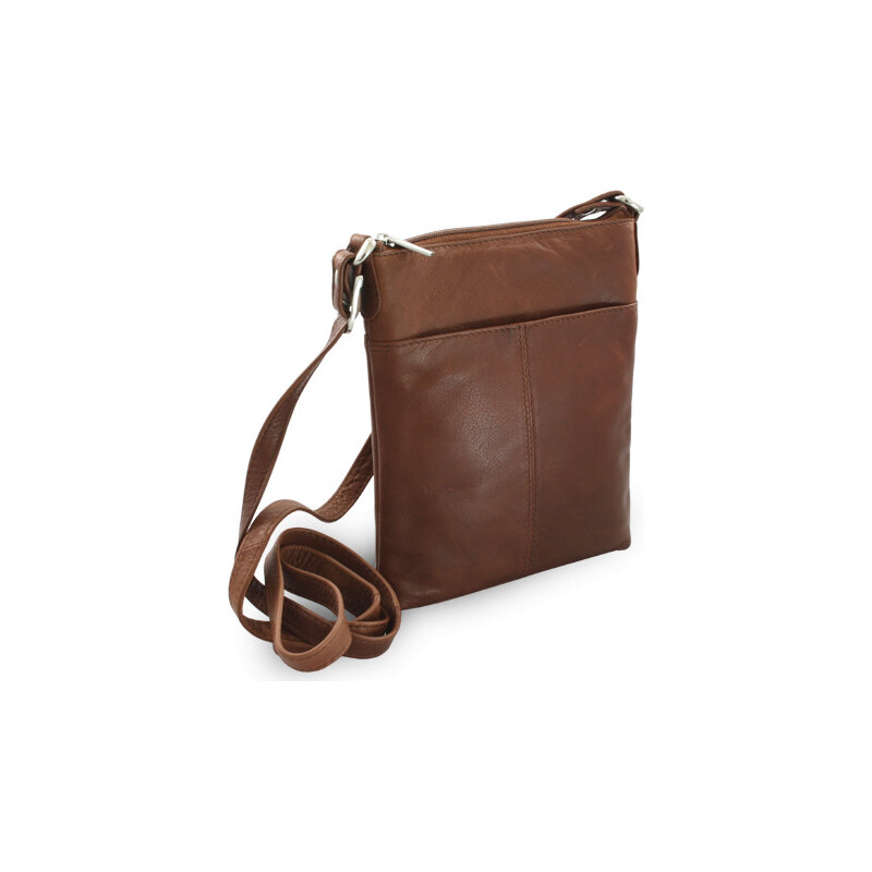 Arwel Tmavo hnedá dámska kožená zipsová crossbody kabelka 212-3013-47 66089637