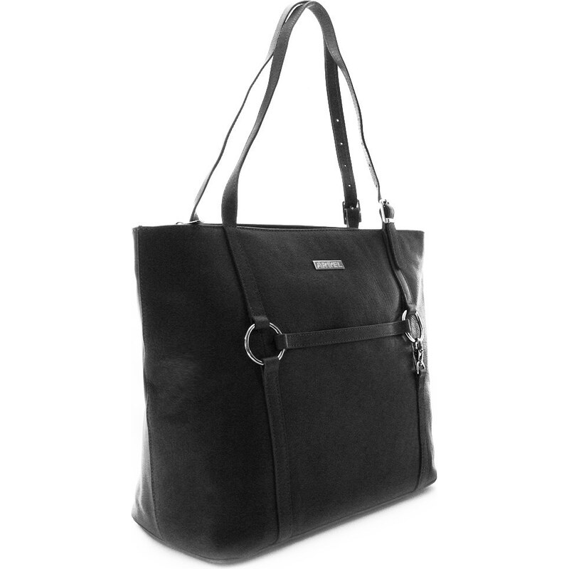 Arwel Čierna dámska kožená kabelka 212-2403-60 VT 66089659