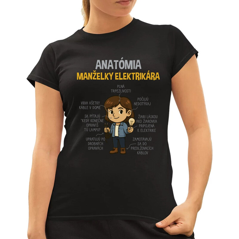 E-shop Garibald Anatómia manželky elektrikára - dámske tričko s