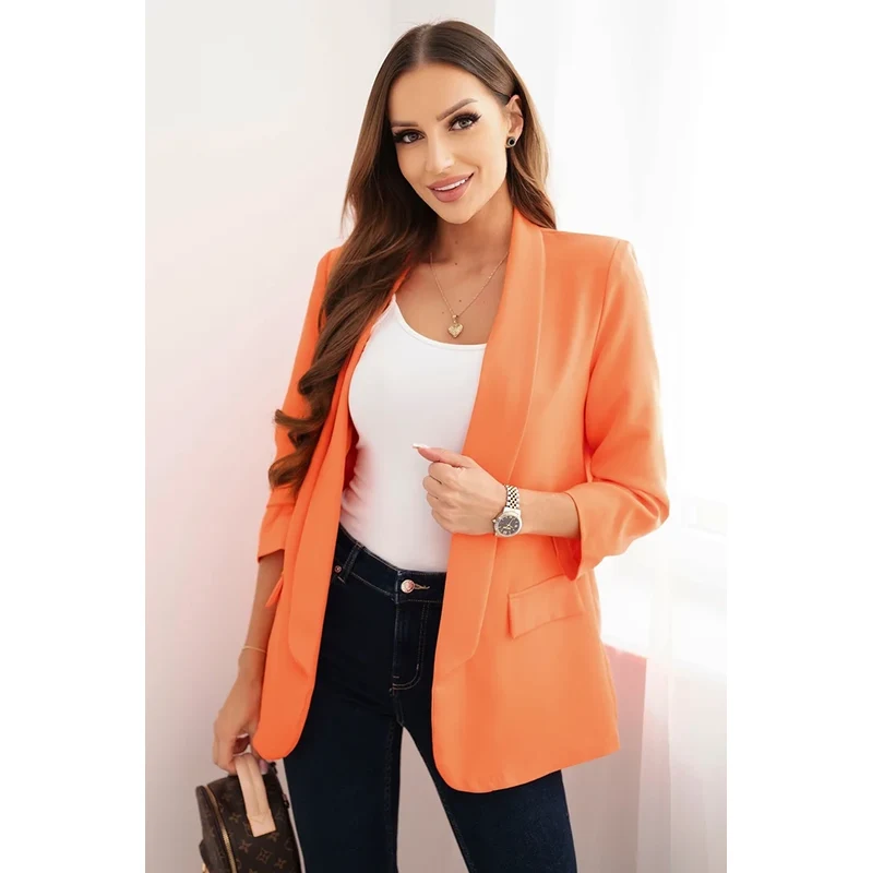 Kesi Włoski Dámska sako bez zapínania s podšívkou S/M oranžová 66091702