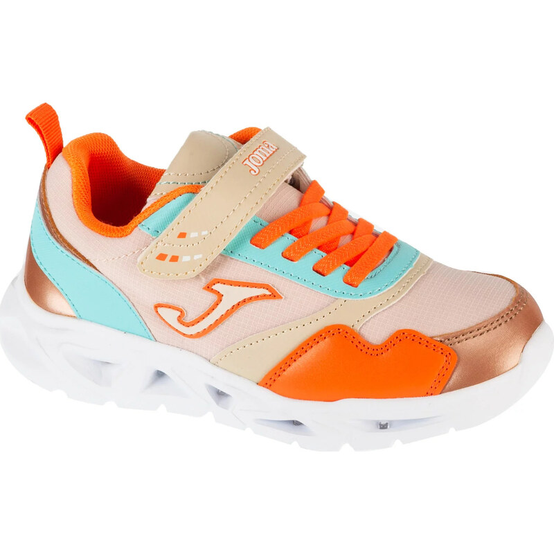Svetloružové dievčenské svietiace tenisky s farebnými detailmi Joma 66149531