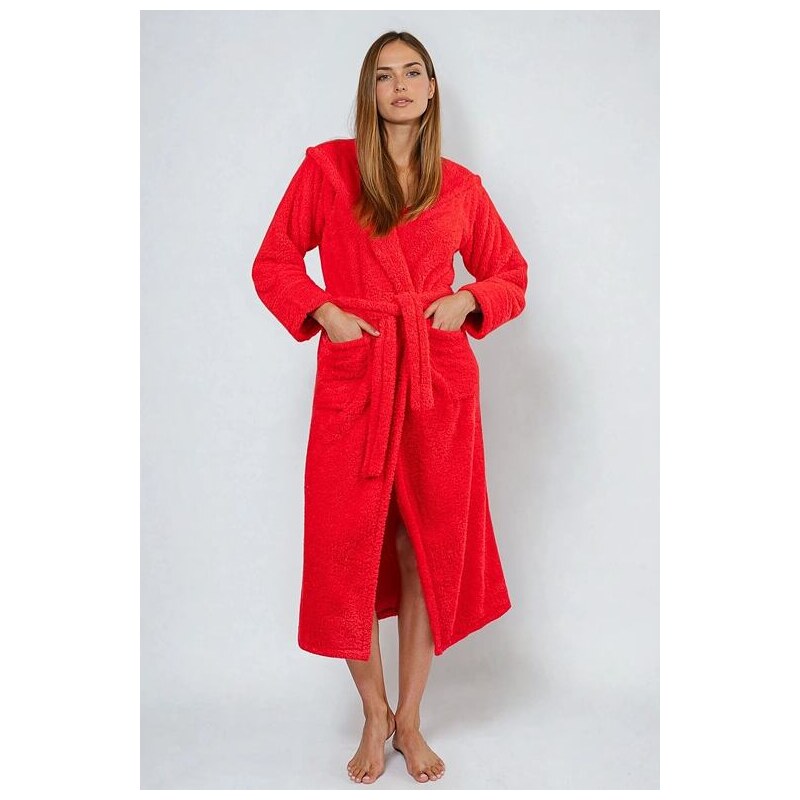 DKaren Dlhý župan Diana červený s kapucňou 5613894