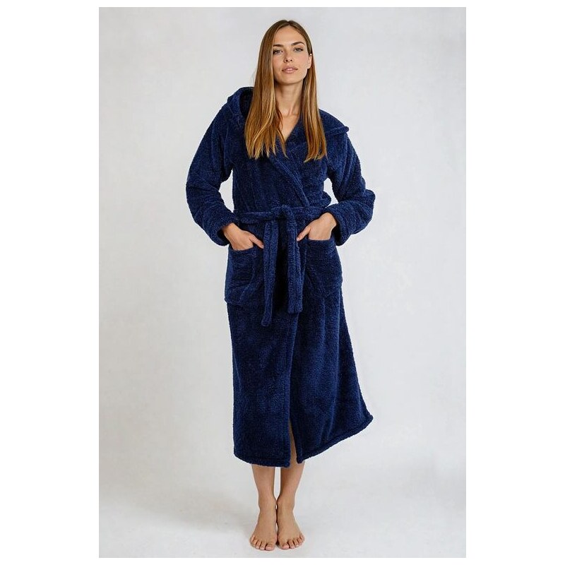 DKaren Dámsky huňatý župan Diana dlhý tmavomodrý 63762177