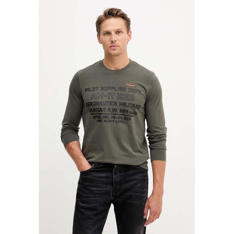 Bavlnené tričko s dlhým rukávom Aeronautica Militare 64921090