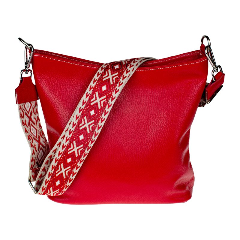 Červená kožená talianska crossbody kabelka Amalia Rossa I NovaKabelka 66096364