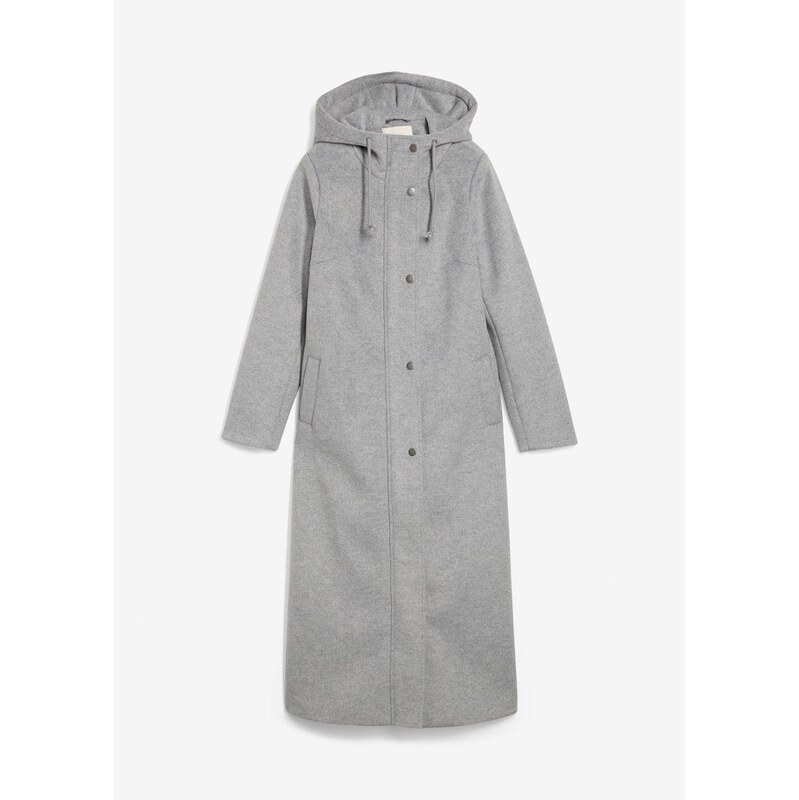 bonprix Kabát z vlnenej imitácie, maxi dĺžka, farba šedá 66099471