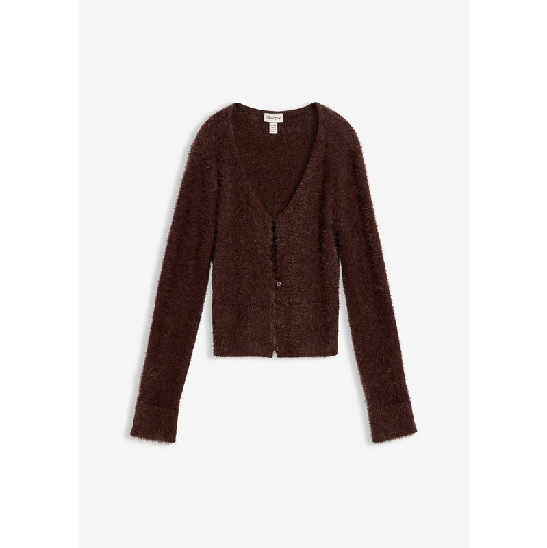 bonprix Jemne pletený sveter z pierkového vlákna, farba hnedá 66099480