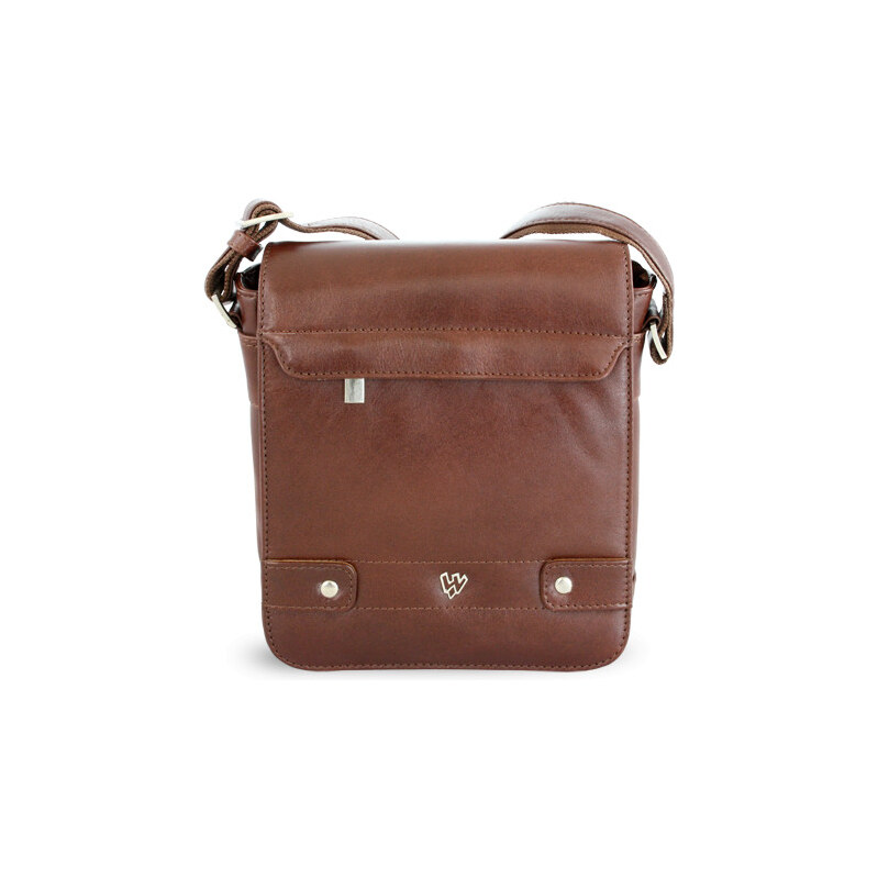 Arwel Malý hnedý pánsky kožený crossbag s poklopom 215-1701-40 VT 66101584