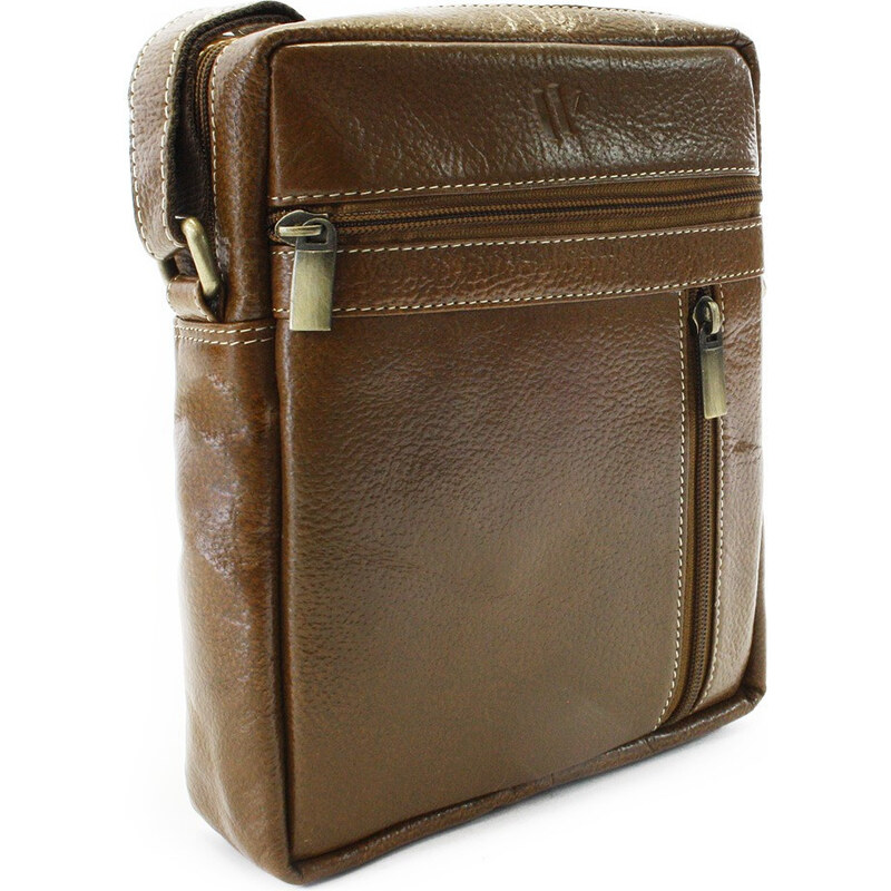 Arwel Pánsky kožený zipsový crossbag | hnedá 215-1218-47 NDM 66101598