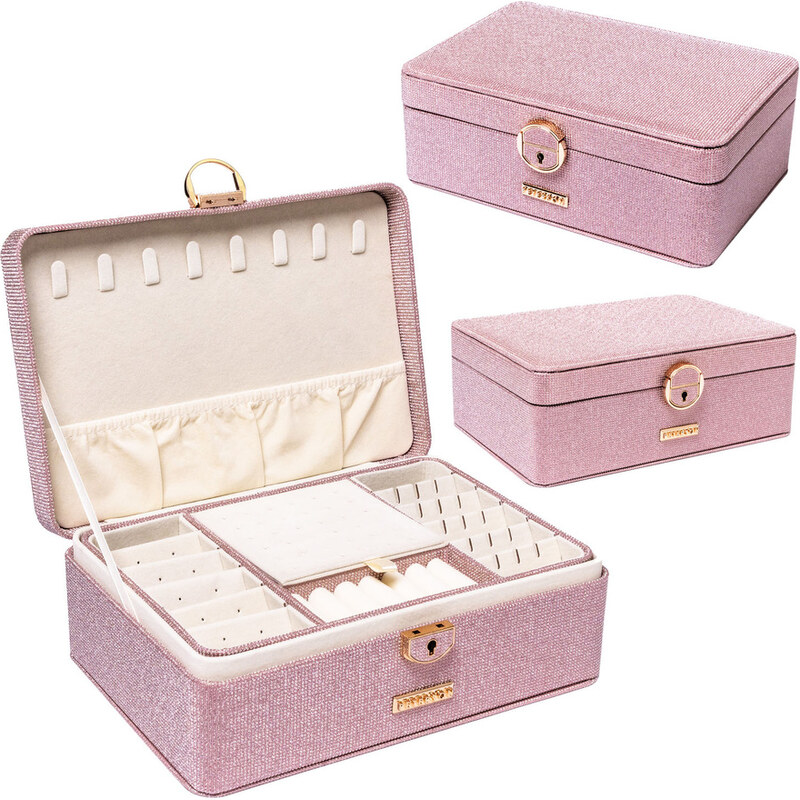 Elegantná ružová šperkovnica s kľúčikom a uzatváraním - Peterson 66102905