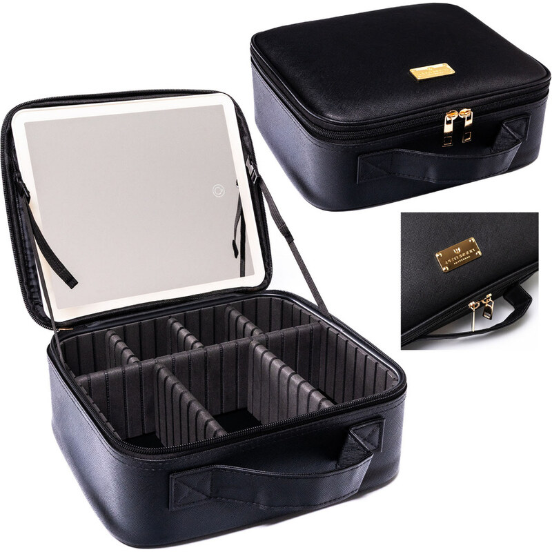 Peterson Čierna kozmetická šperkovnica z ekologickej kože so zrkadlom 66102911