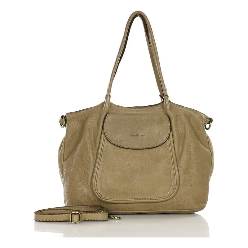 MARCO MAZZINI Béžová kožená kabelka v86d 18978276