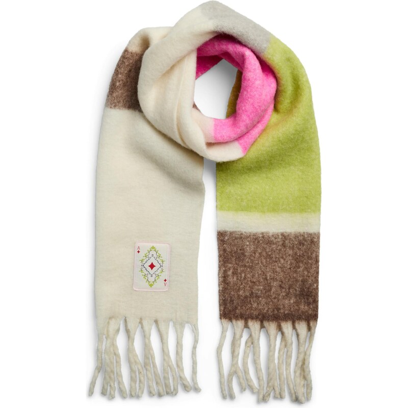 PIECES Šál PCMILI tmavohnedá / svetlozelená / svetloružová / biela ako 66105334