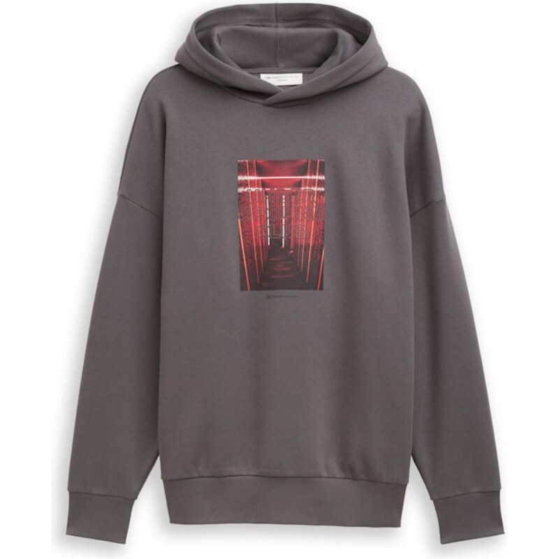 TOM TAILOR DENIM Mikina antracitová / tmavočervená / čierna 66105396