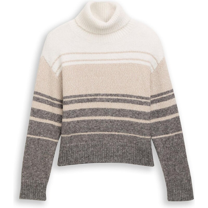 TOM TAILOR DENIM Sveter béžová / nebielená / sivá melírovaná 66105607