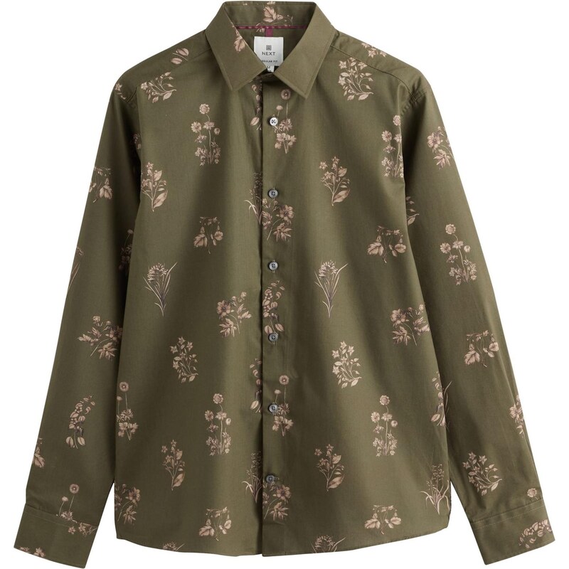 Next Košeľa Kew Garden béžová / tmavobéžová / kaki 66105805
