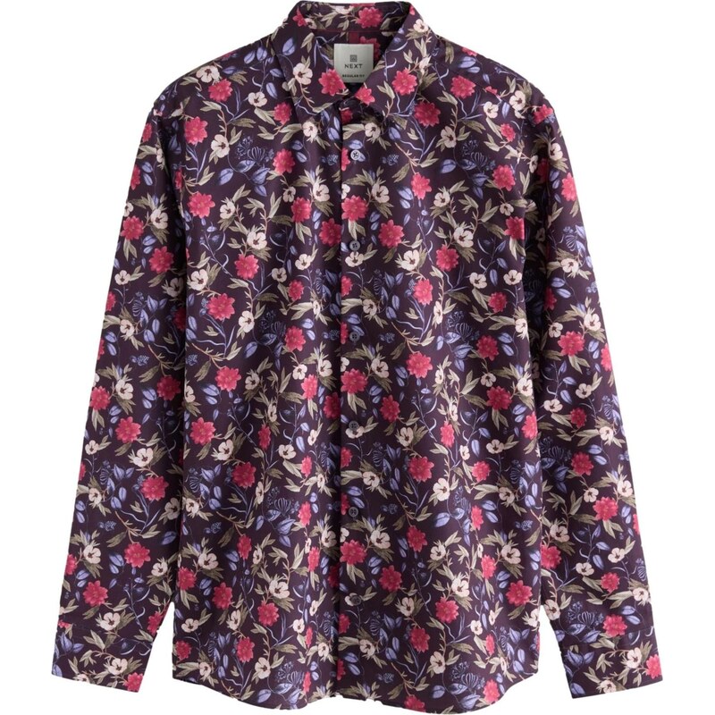 Next Košeľa Kew Garden tmavomodrá / olivová / farba lesného ovocia / 66105883