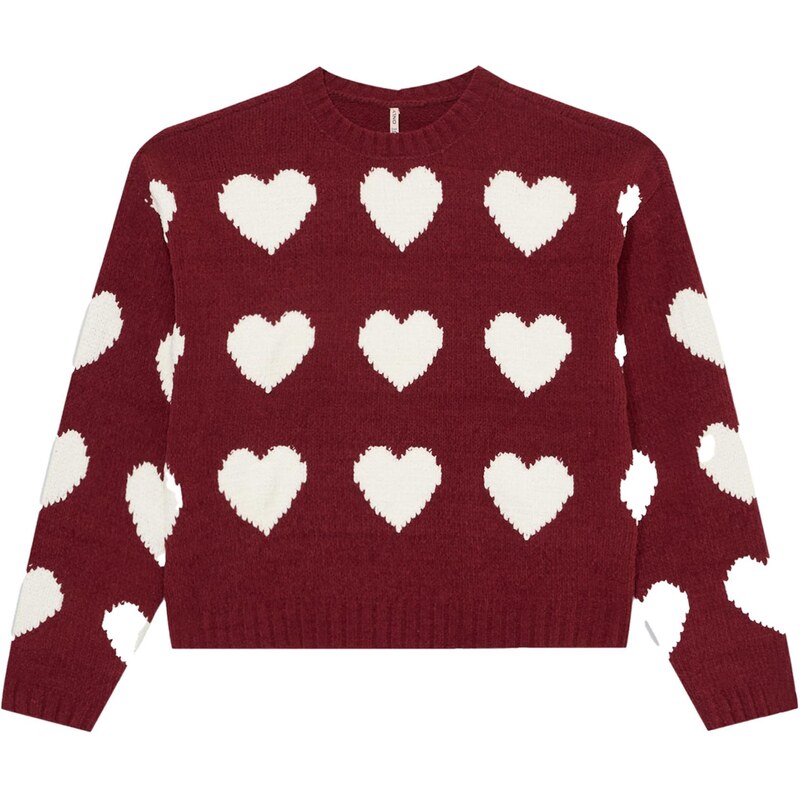 ONLY GIRLS Sveter KOGSUS vínovo červená / biela 66105938