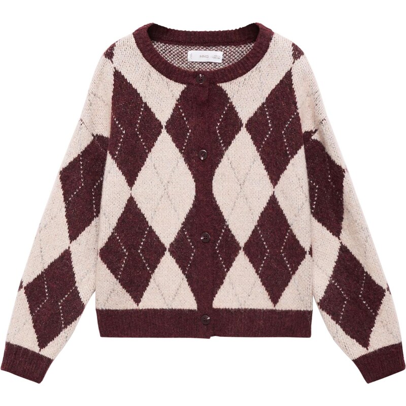 MANGO KIDS Kardigán Rombo béžová / rubínová 66105948