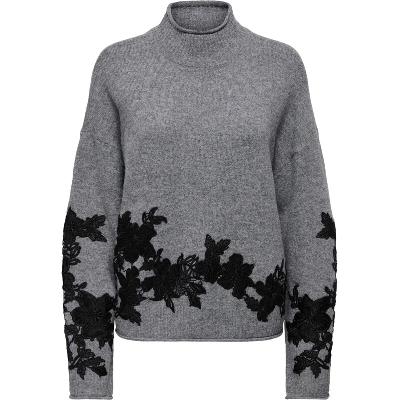 ONLY Sveter ONLLisa sivá melírovaná / čierna 66106001