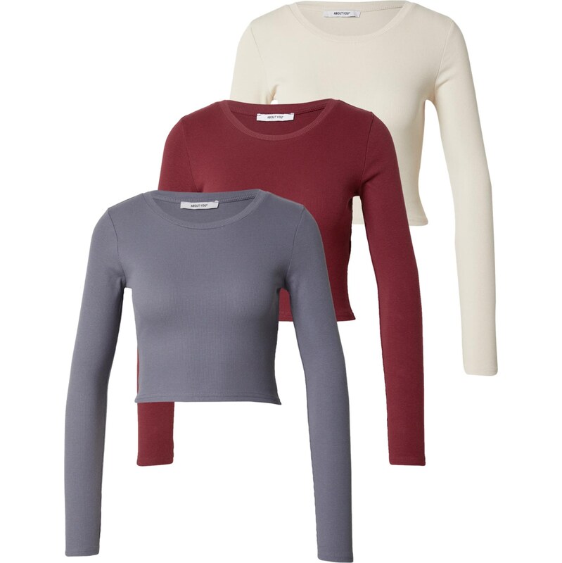 ABOUT YOU Tričko Loretta svetlobéžová / dymovo modrá / bordová 66106114