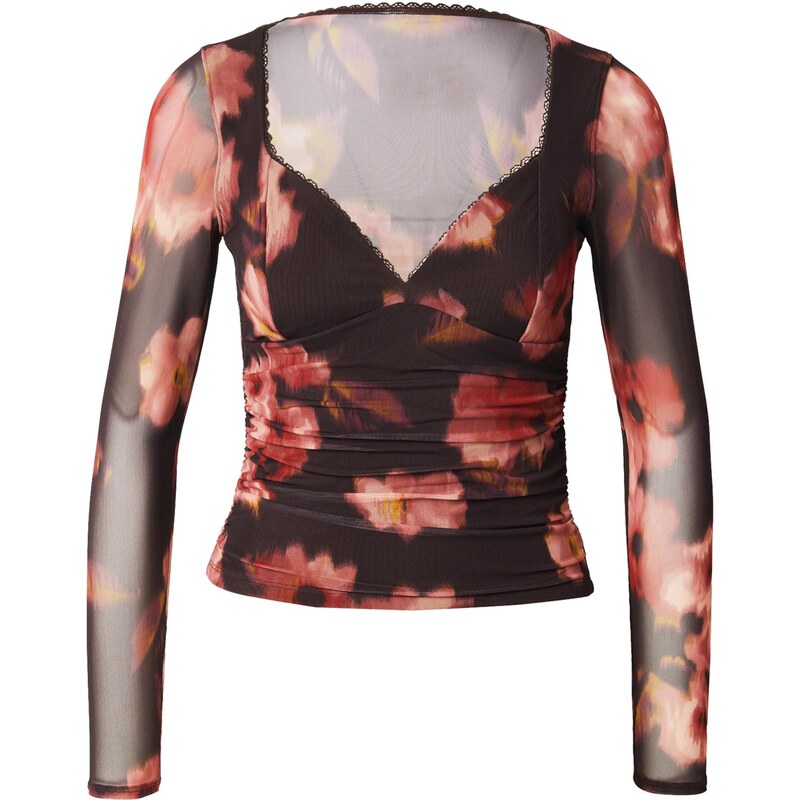 Abercrombie & Fitch Tričko ZOE čokoládová / zlatá žltá / pitaya / 66106119