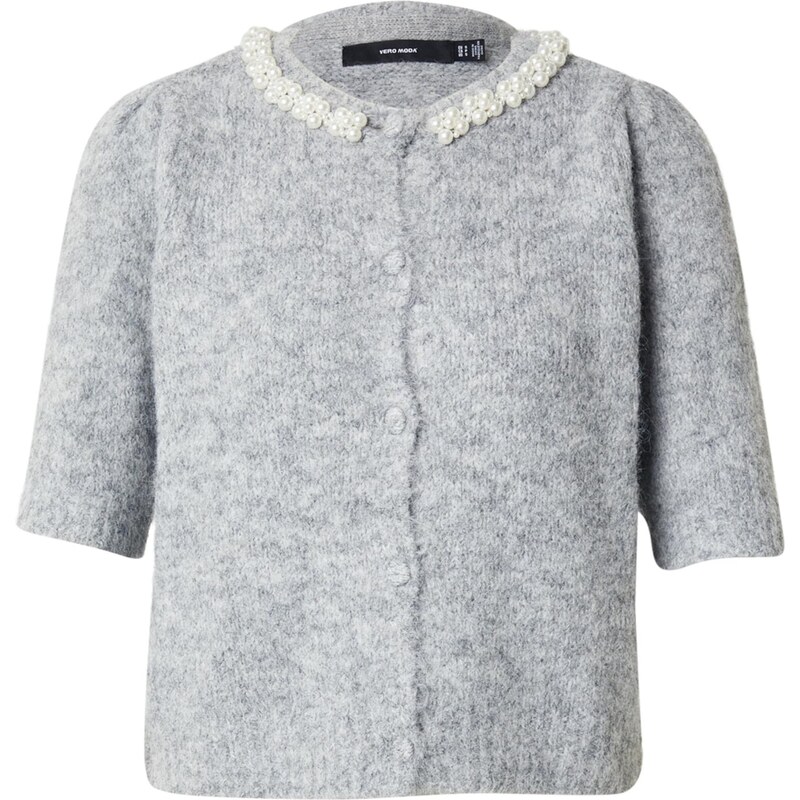 VERO MODA Kardigán VMOcean sivá melírovaná / perlovo biela 66106150
