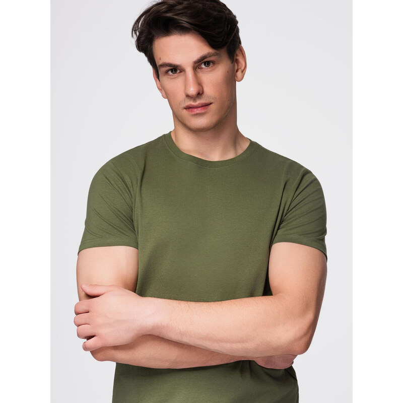 Ombre BASIC mens classic cotton T-shirt - khaki 64793257