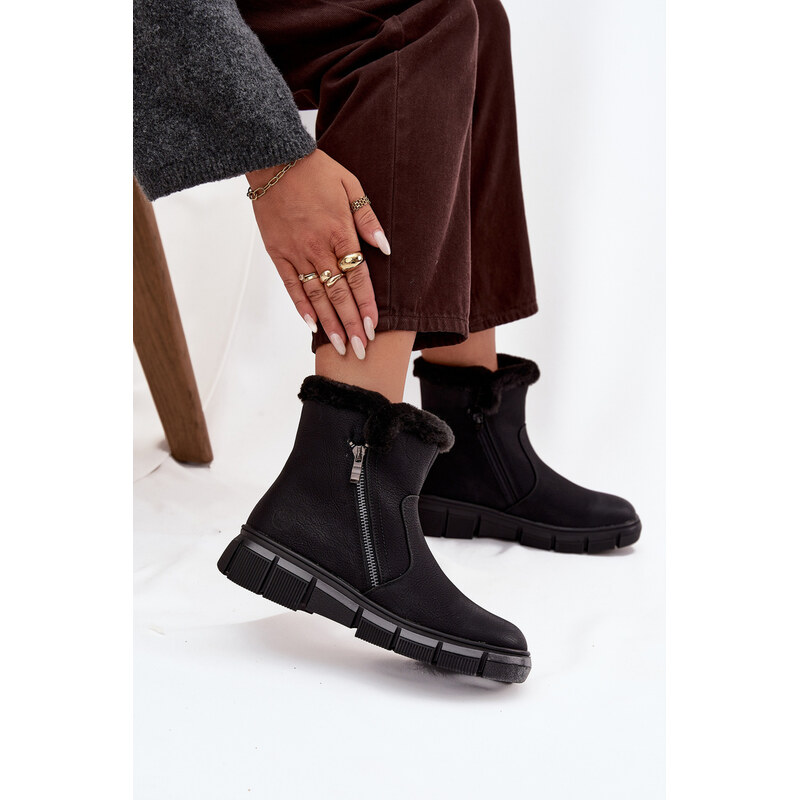 EVENTO Dámske snehule na platforme s kožušinou Čierne Briselle 66108075