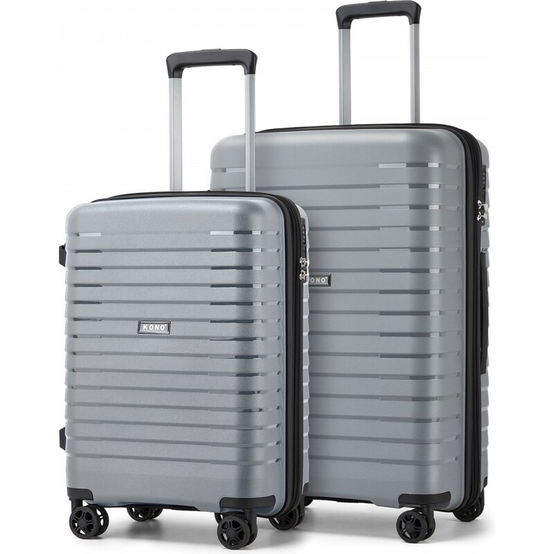 KONO 2 Set cestovných kufrov - rozšíriteľný s držiakom na pohár, šedý 66109218