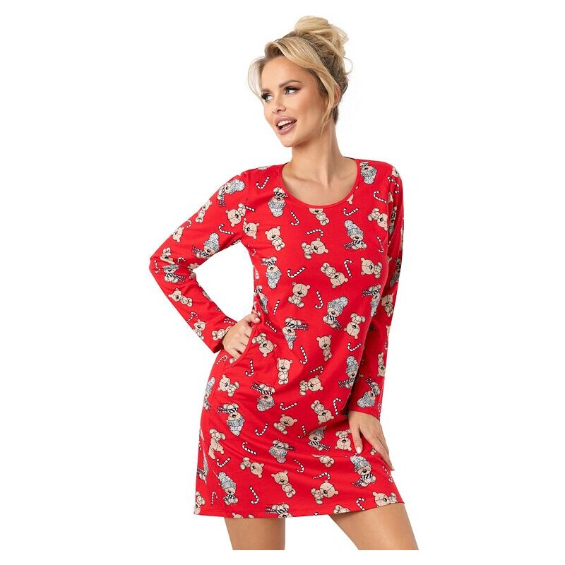 Donna Dámska vianočná košieľka Bear červená 66110479