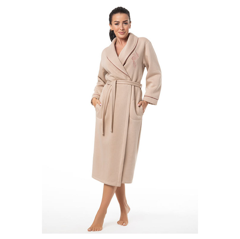 Dorota Bavlnený dámsky župan Ember béžový s fénixom 66125728