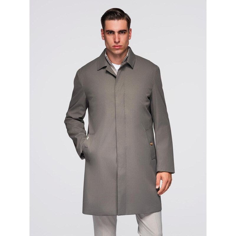 Ombre Mens minimalist coat with detachable vest - ash 66134756