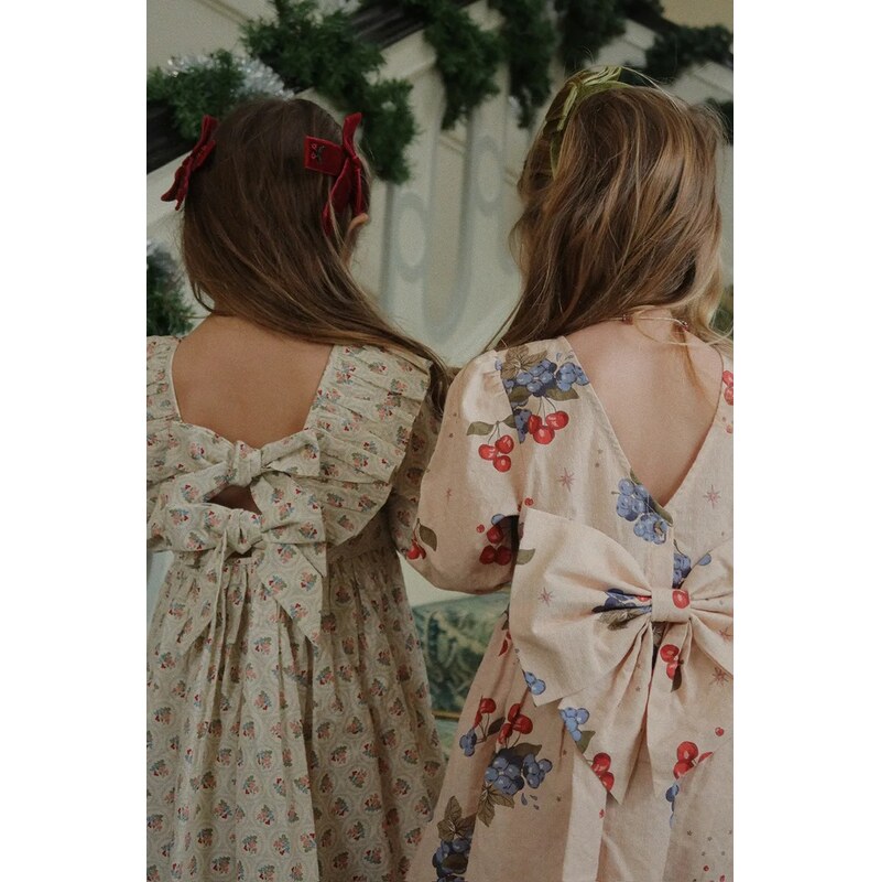 Dievčenské bavlnené šaty Konges Sløjd AVI LS BOW DRESS GOTS 66087689