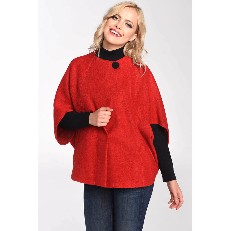 Glara Dámske pončo s 3/4 rukávom z vlny 66114595